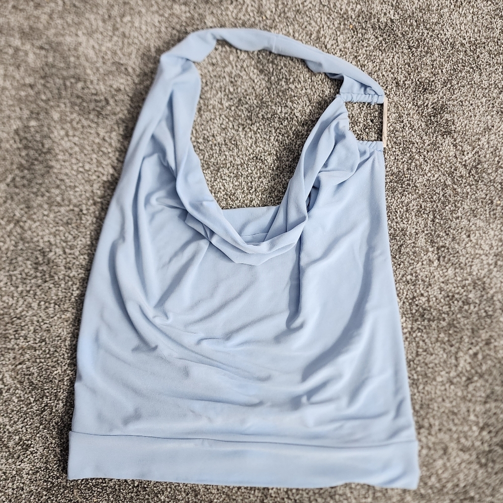 Baby Blue Small Sexy Halter Backless Top